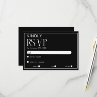 Minimalistische schwarze und weiße Hochzeits-RSVP- RSVP Karte
