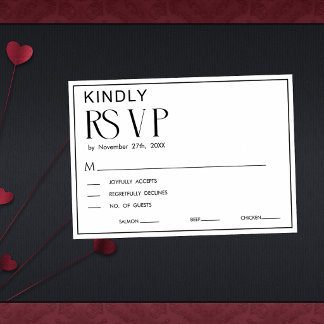Minimalistische schwarze und weiße Hochzeits-RSVP- RSVP Karte