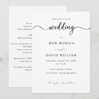 Minimalistische schwarze und weiße Hochzeitseinlad Einladung