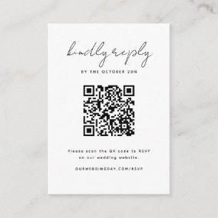 Minimalistische schwarze und weiße RSVP-Karte mit Mitteilungskarte