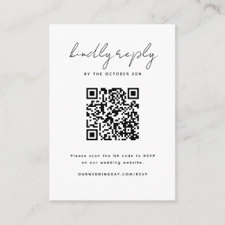 Minimalistische schwarze und weiße RSVP-Karte mit Mitteilungskarte