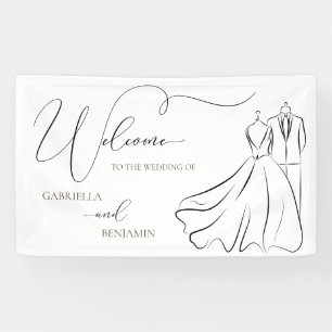Minimalistische schwarze und weiße Skript Hochzeit Banner