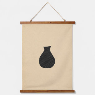 Minimalistische schwarze Vase Wandteppich Mit Holzrahmen