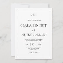 Minimalistische schwarze weiße elegante Hochzeitse