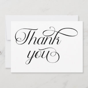 Minimalistische schwarze weiße Schrift Dankeskarte