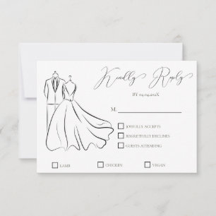 Minimalistische schwarze weiße Schrift formelle Ho RSVP Karte