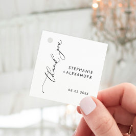 Minimalistische Schwarzweiß-Gastgeschenk Hochzeit Geschenkanhänger