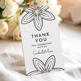 Minimalistische Schwarzweiß-Retro-Blume Vielen Dan Geschenkanhänger