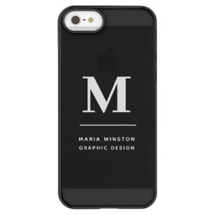 Minimalistische Schwarzweißfarben und Weiß-Monogra Permafrost® iPhone SE/5/5s Hülle