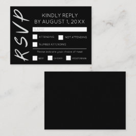 Minimalistische Schwarzweißkarte (RSVP) Begleitkarte