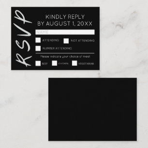 Minimalistische Schwarzweißkarte (RSVP) Begleitkarte