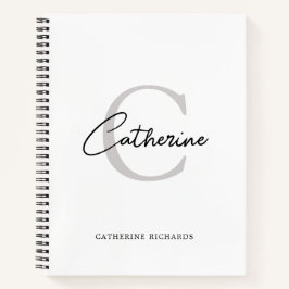 Minimalistische Schwarzweißmonogramm Notizbuch