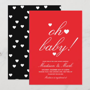 Minimalistische schwebende Herzen Baby Shower Schw Einladung
