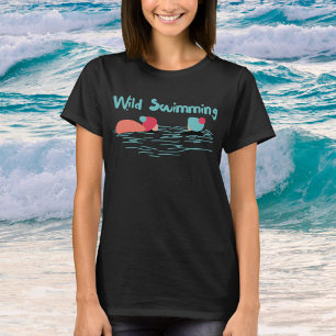 Minimalistische Schwimmfreunde in Wolkenhüten T-Shirt