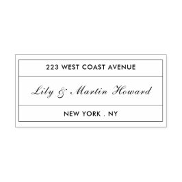 Minimalistische Script-Adresse in Schwarz und Weiß Permastempel