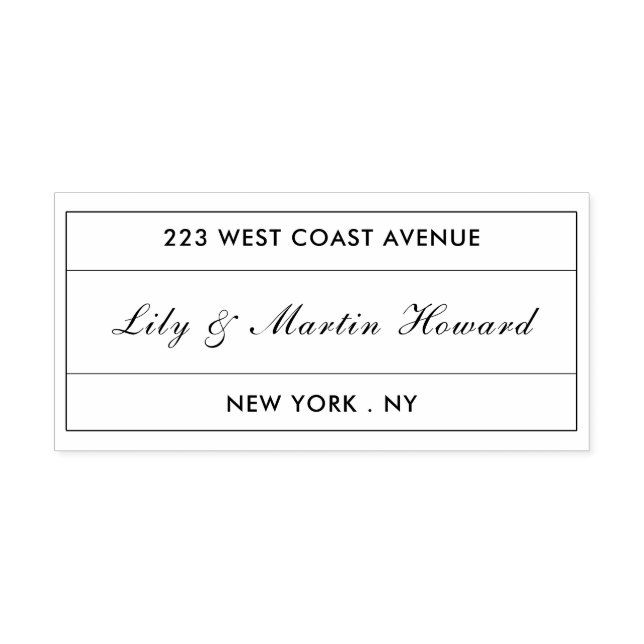 Minimalistische Script-Adresse in Schwarz und Weiß Permastempel (Design)
