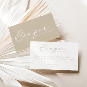 Minimalistische Script-Baby-Duschdusche Windeln Ra Platzkarte