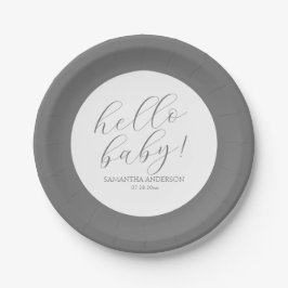Minimalistische Script Baby-Dusche Pappteller