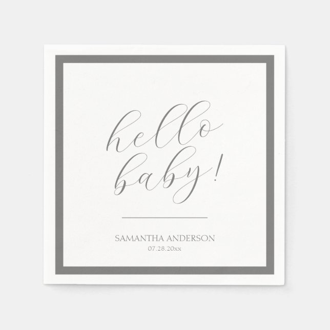 Minimalistische Script Baby-Dusche Serviette (Vorderseite)
