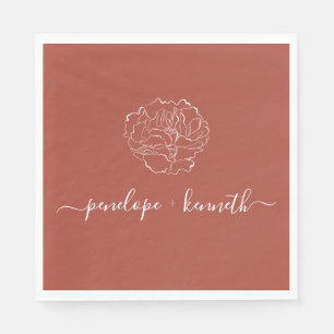Minimalistische Script-Blume Boho Terracotta Weddi Serviette