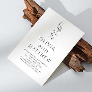 Minimalistische Script-Hochzeit   Foto + QR-Codede Einladung