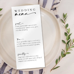 Minimalistische Script-Hochzeit Menükarte