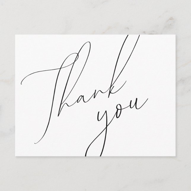 Minimalistische Script-Hochzeit Vielen Dank Postca Postkarte (Vorderseite)