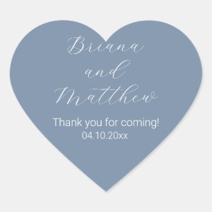 Minimalistische Script-Kalligrafie Dusty Blue Favo Herz-Aufkleber