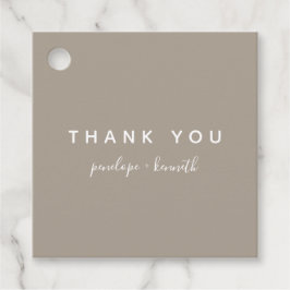 Minimalistische Script-Moderne Hochzeit | Taupe Br Geschenkanhänger