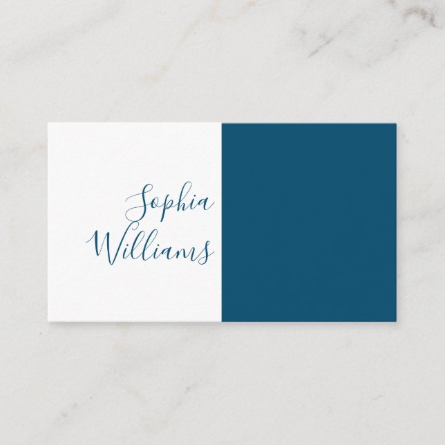 Minimalistische Script Navy und White Business Car Visitenkarte (Vorderseite)