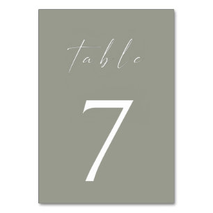 Minimalistische Script-Sage Green-Tischnummer Tischnummer