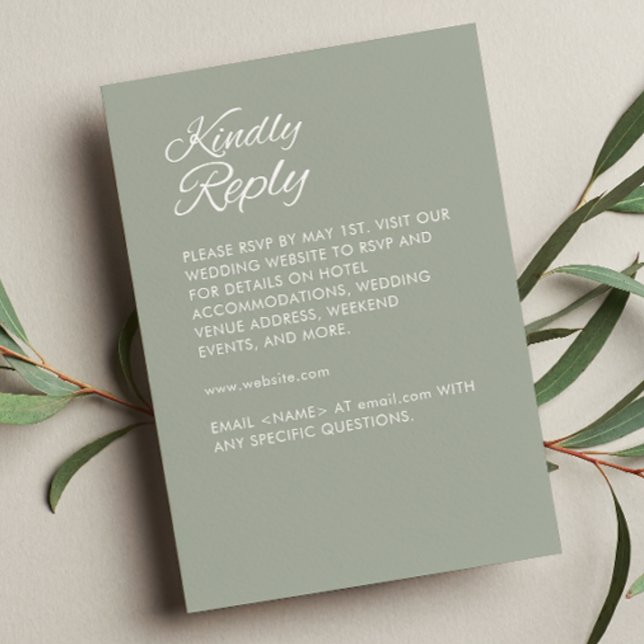 Minimalistische Script-Sage Grüne Hochzeit RSVP Karte (Von Creator hochgeladen)