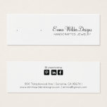 Minimalistische Script-Stuhl-Ohrring-Display-Karte<br><div class="desc">Eine einfache, moderne Signatur in Skript, Stud Ohrring Schmuck Display-Karte für Designer Schmuck. Die kleinen runden Kreise sind lediglich Marker, wo man seine Löcher machen kann. Es gibt keine eigentlichen Löcher. Sie können sie löschen, wenn Sie möchten, oder sie für Ihre ausgewählte Platzierung nach oben oder unten verschieben. Auf der...</div>