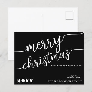 Minimalistische Script Typografie Frohe Weihnachts Feiertagspostkarte