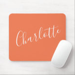 Minimalistische Script Typografy Name in Coral Ros Mousepad<br><div class="desc">Minimalistischer Script Typografy Name in Coral Rose Mouse Pad</div>