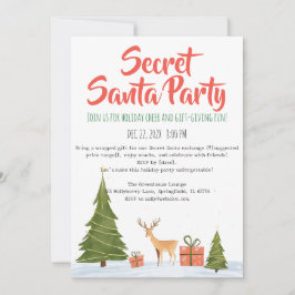 Minimalistische Secret-Santa-Weihnachtsfeier-Einla Einladung