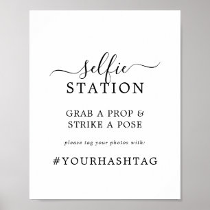 Minimalistische Selfie-Station Hochzeit Hashtag-Ta Poster