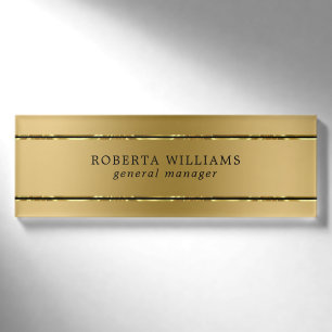 Minimalistische Shiny Gold und Black Streifen Namenschild