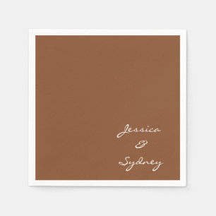 Minimalistische Sienna Brown Script Wedding Custom Serviette