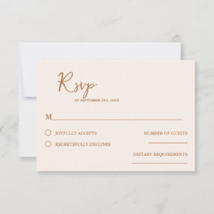 Minimalistische Sienna Orangehandwriting Drehbuch  RSVP Karte