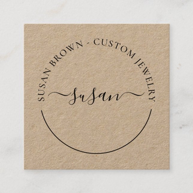 Minimalistische Signatur-Skripte-Visitenkarte Quadratische Visitenkarte (Vorderseite)