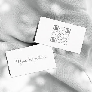 Minimalistische Signatur White QR Code Business Ca Visitenkarte