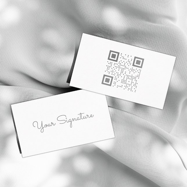 Minimalistische Signatur White QR Code Business Ca Visitenkarte (Von Creator hochgeladen)