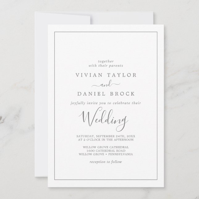 Minimalistische Silberhochzeit Einladung (Vorderseite)