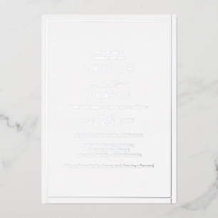 Minimalistische silberne Folienhochzeit  Folieneinladung
