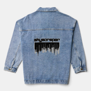 Minimalistische Silhouette des Wolkenkratzers Jeansjacke