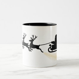 Minimalistische Silhouette Santa Sleigh Zweifarbige Tasse