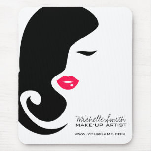 Minimalistische Silhouette Schwarzer Schönheitssal Mousepad