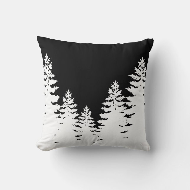 Minimalistische Silhouette von Kiefern Kissen (Vorderseite)