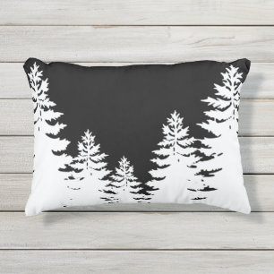 Minimalistische Silhouette von Kiefern Kissen Für Draußen